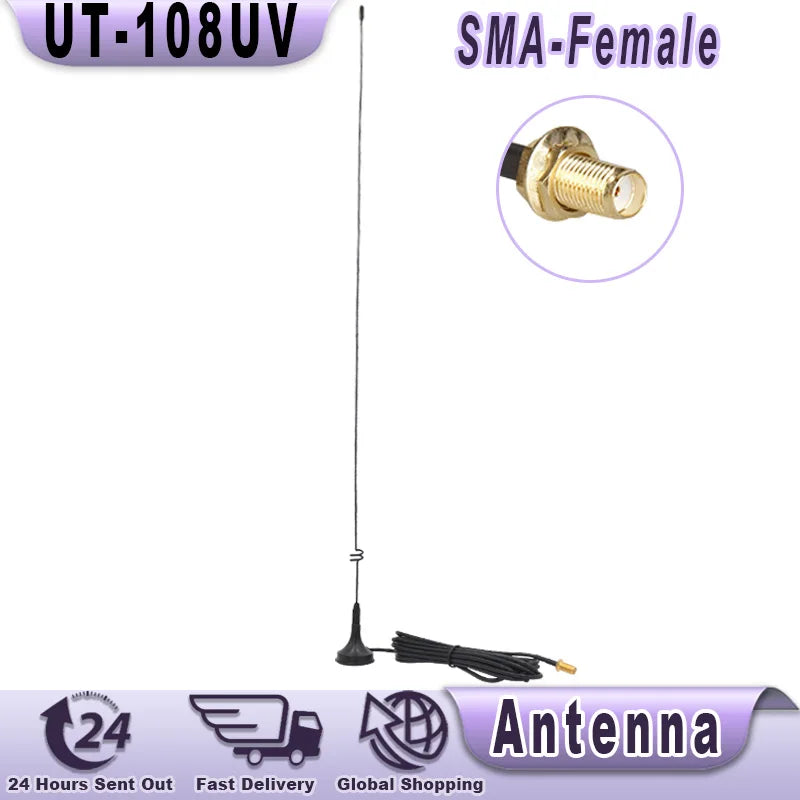 UT-108UV Walkie Talkie Car Antenna Magnetic SMA-F Dual Band UHF VHF for Baofeng UV-5R TYT WOUXUN Quansheng UV-K5 8 Two Way Radio