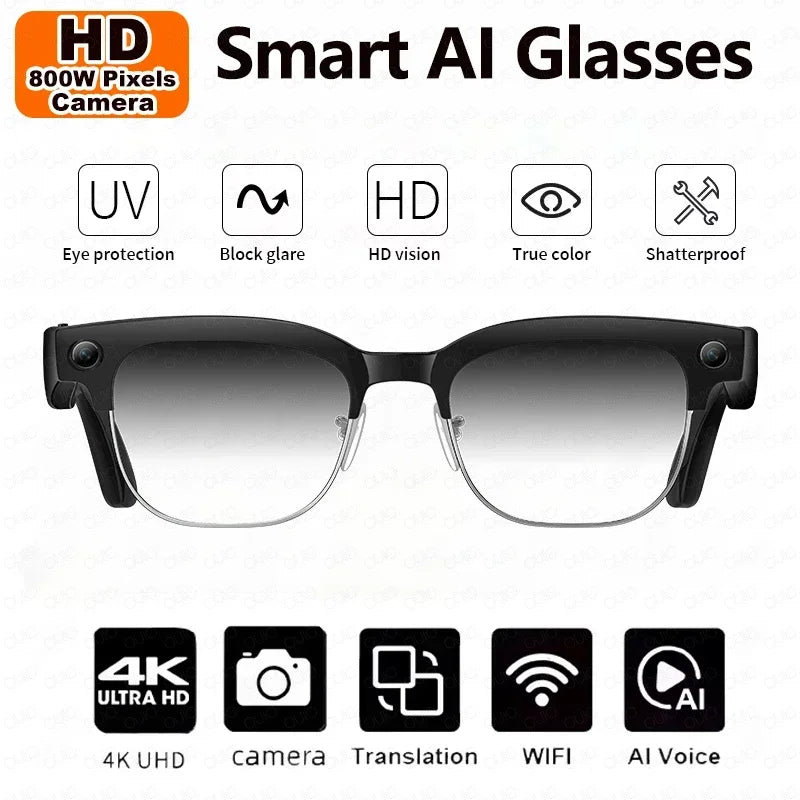 AI Smart Translation Smart Glasses 8 Million HD Camera Optical Image Stabilization Dual Microphone Noise Reduction Smart Glasses