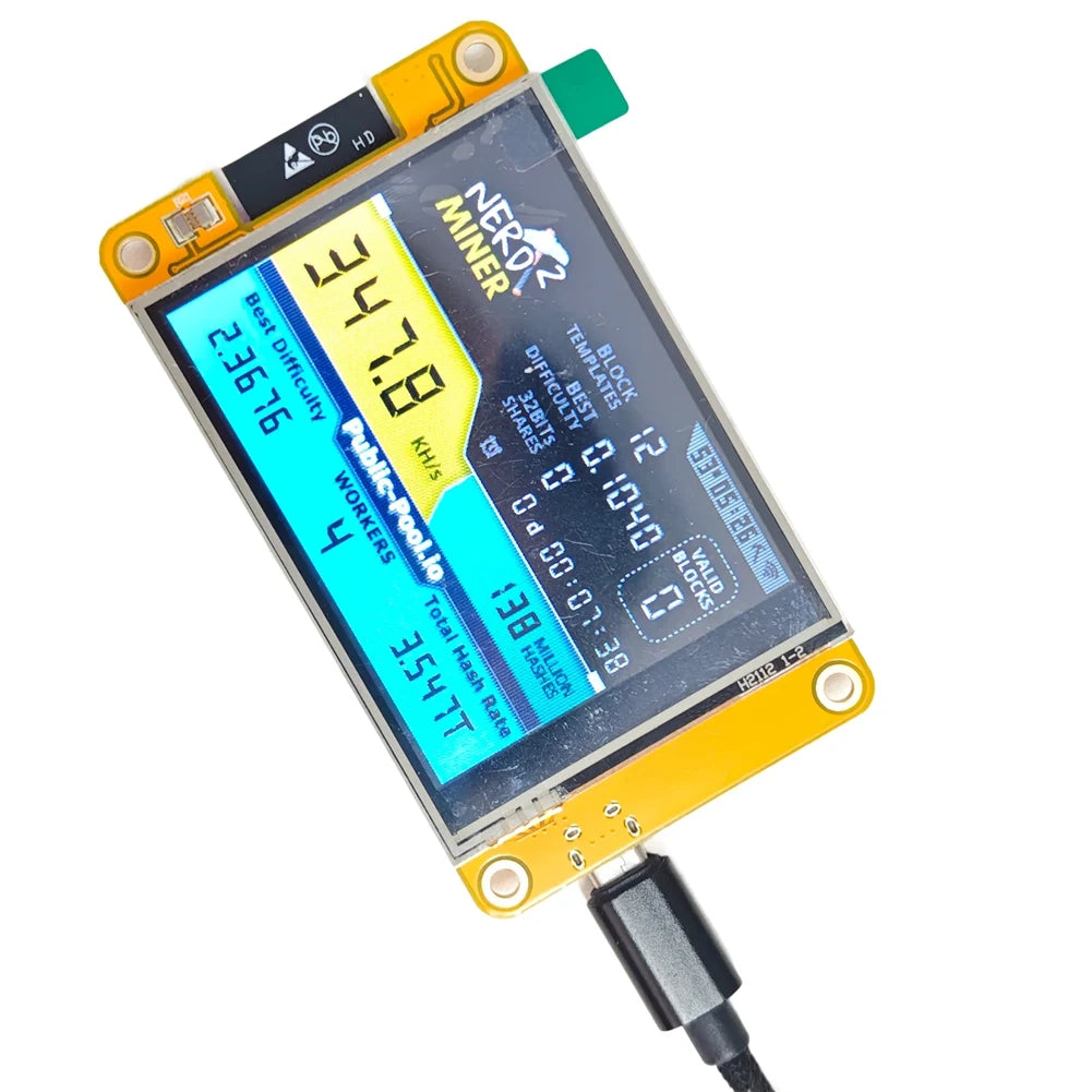 Ingenious-Nerdminer 350KH/S Bitcoin Crypto Solo Lottery Miner Upgraded Harshrate 2.8" Smart Display Nerdminer Litecoin Miner