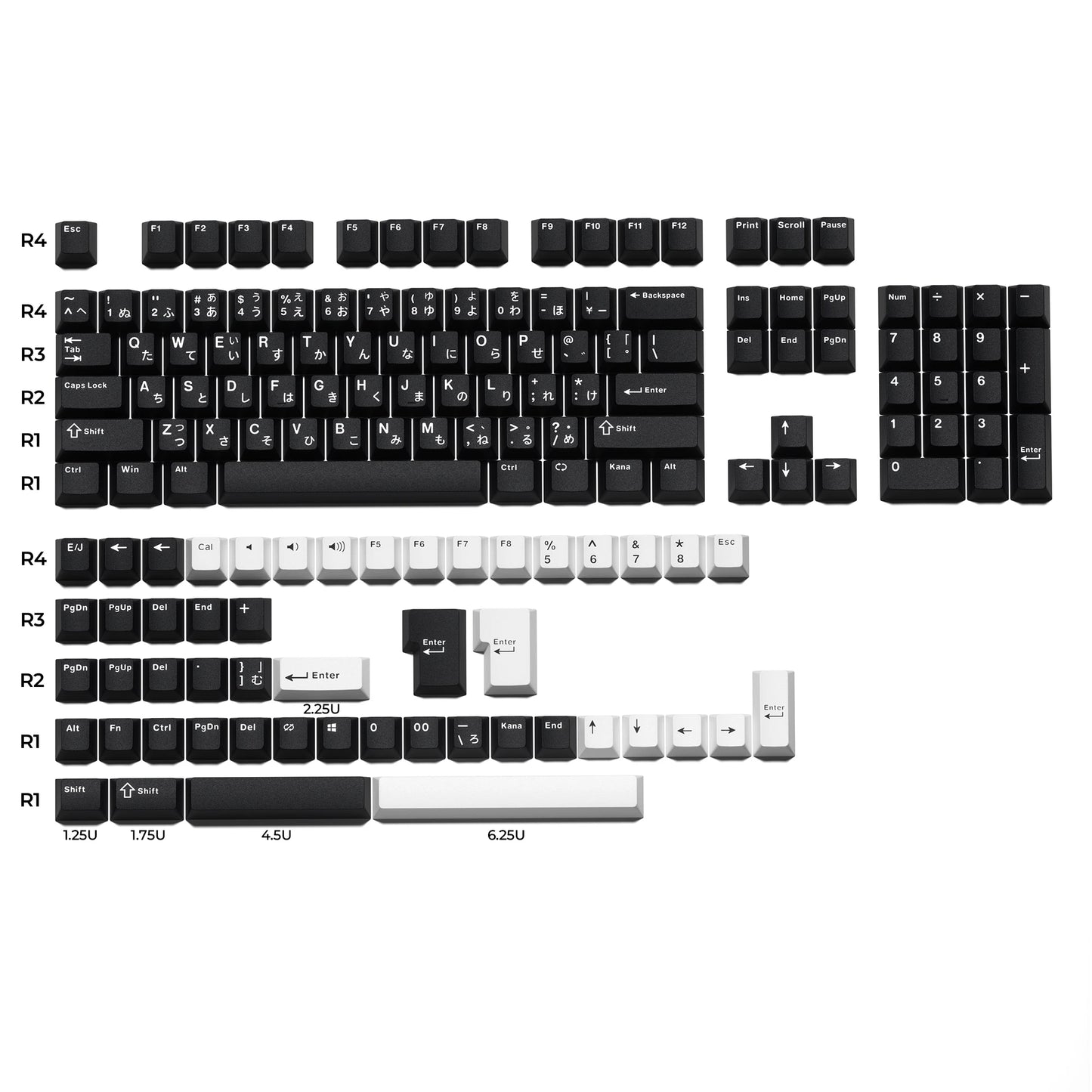 XVX Keycaps with Japanese Layout JIS Cherry Profile Black PBT Keycap Double Shot Not Shine Through Mechanical Keyboard 153 Key