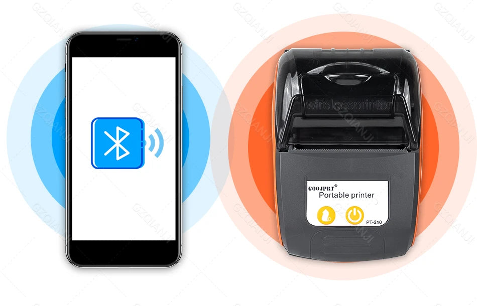 PT-210 58mm 2'' Inch Mini Portable Thermal Printer Wireless Receipt POS Maker Machine Bluetooth for Windows Android iOS Printing