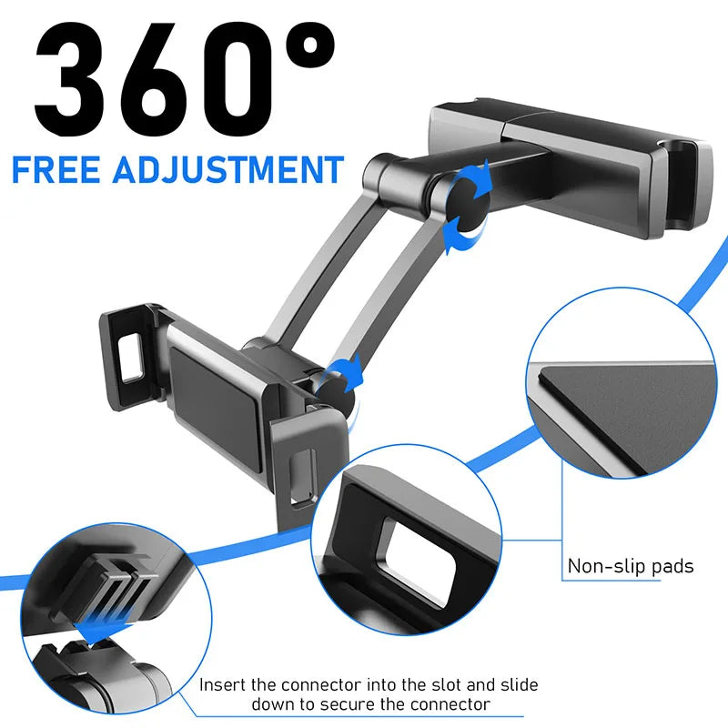 Universal Car Back Seat Headrest Tablet Phone Holder Stand Support For Iphone Ipad Mini 4.7-12.3 Inch 360 Rotation Tablet Mount