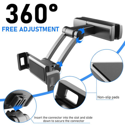 Universal Car Back Seat Headrest Tablet Phone Holder Stand Support For Iphone Ipad Mini 4.7-12.3 Inch 360 Rotation Tablet Mount
