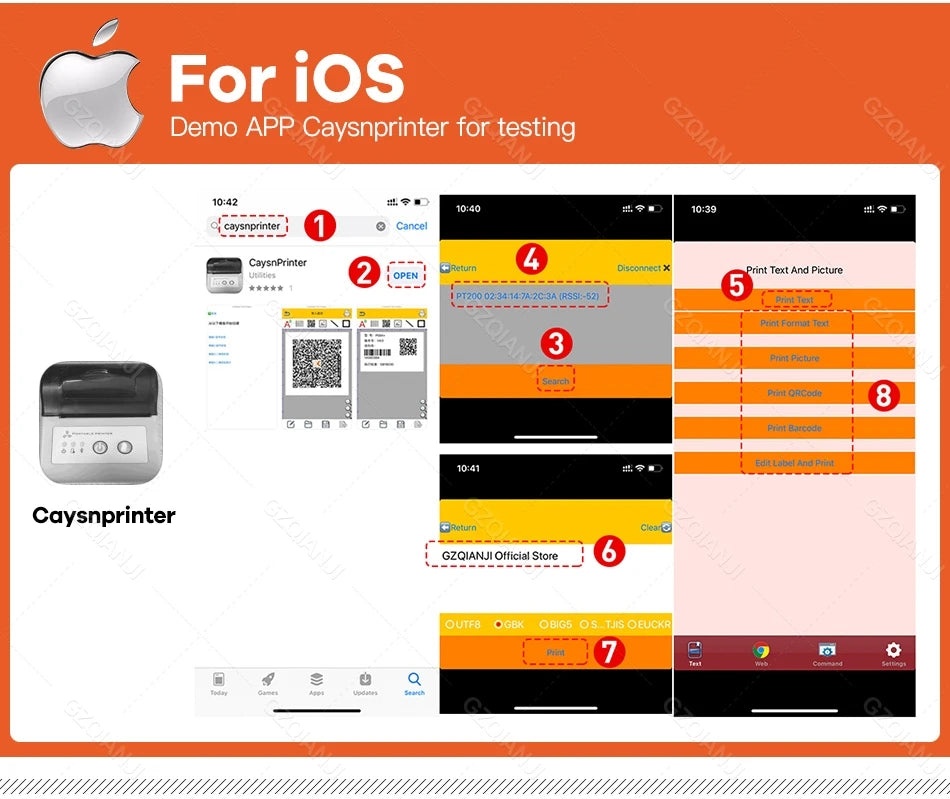 PT-210 58mm 2'' Inch Mini Portable Thermal Printer Wireless Receipt POS Maker Machine Bluetooth for Windows Android iOS Printing