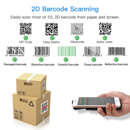Eyoyo EY-017P 2D Back Clip Bluetooth Barcode Scanner Portable Barcode Reader Data Matrix 1D 2D QR Scanner Android IOS Phone