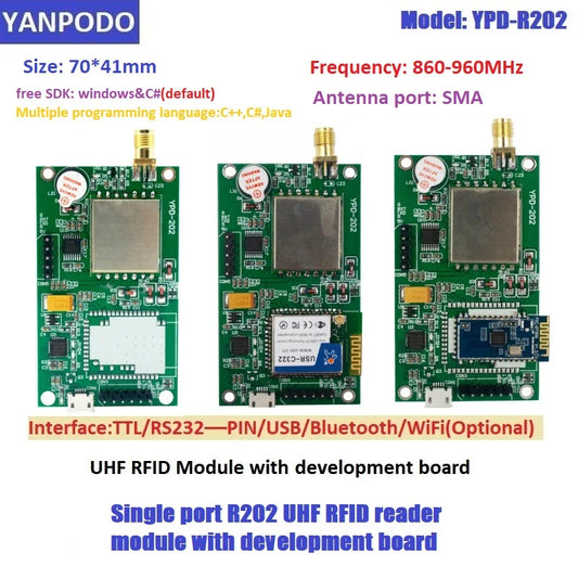 R200 Chip UHF RFID Reader Module - Long Read Range, Multi-Interface(Wifi/USB/RS232/TTL Uart) for Raspberry Pi/Arduino, Free SDK