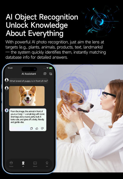 AI Smart Translation Smart Glasses 8 Million HD Camera Optical Image Stabilization Dual Microphone Noise Reduction Smart Glasses