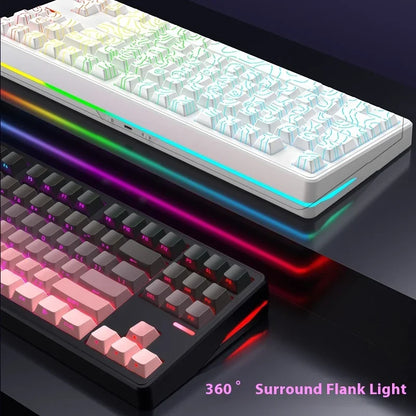 Riccks RS8 V2 Wireless Gaming Mechanical Keyboard Bluetooth 2.4G Wired 8000mAh RGB Hotswap Support QMK-VIA Keyboard for pc Gamer