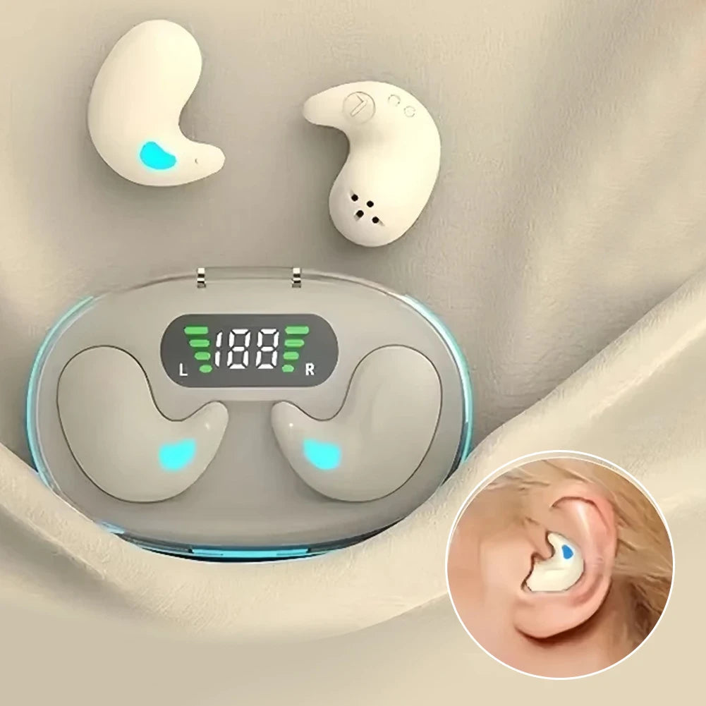 BT 5.3 Stereo Headphones Touch Control Invisible Sleep Earphones IPX5 Waterproof Sense-Free Micro Sleep Earbuds for Better Sleep