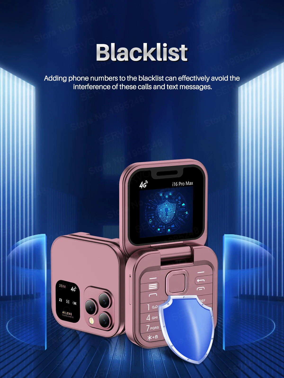 2025 NEW SERVO 4G LTE Cellular Folding Mobile Phone Dual SIM Card Speed Dial Magic Voice Call Recording Blacklist Flip Cellphone