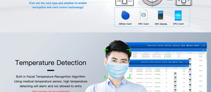 5.5-inch Aluminum Alloy Biometric Face Palm QR RFID Access Control Terminal with Video Intercom Cloud PC Software TCP/IP USB