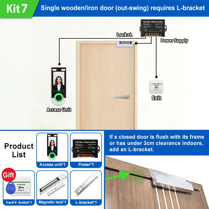 5.5-inch Aluminum Alloy Biometric Face Palm QR RFID Access Control Terminal with Video Intercom Cloud PC Software TCP/IP USB
