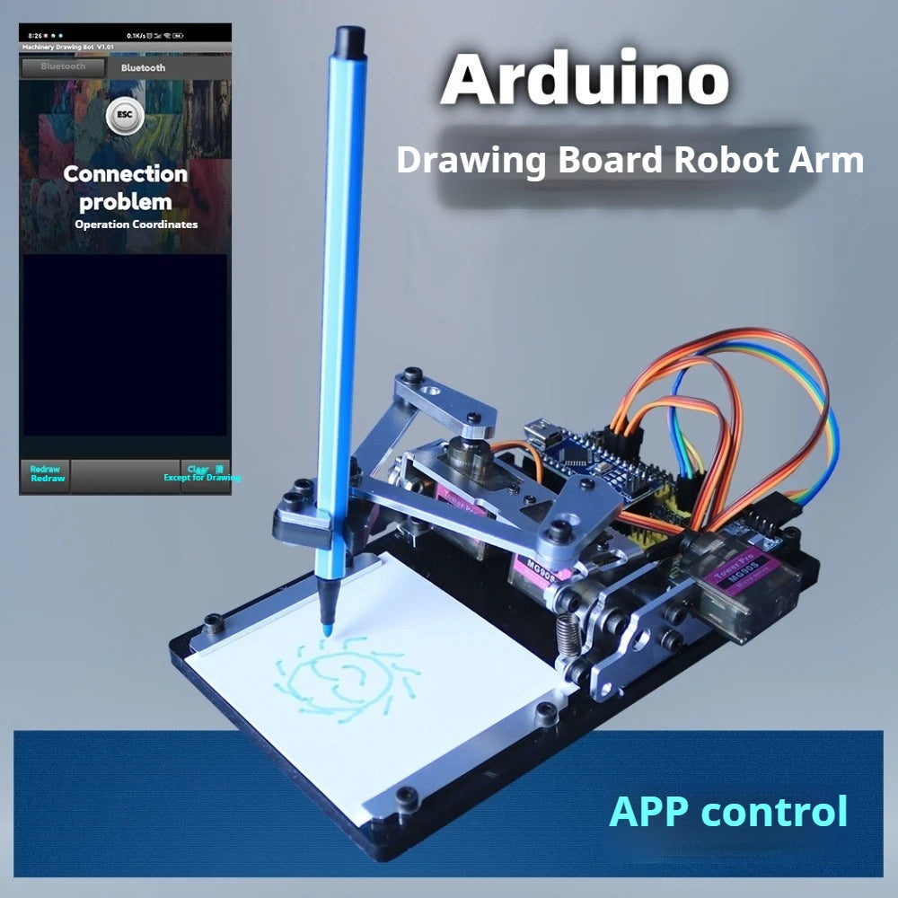 Arduino Drawing Board Robotic Arm,diy Drawing Robot,programming Learning Kit for University and High School Students,APP Control