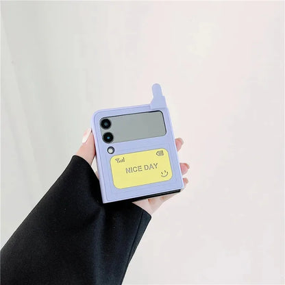 3D Antenna Game Boy Phone Case For Samsung Galaxy Z Flip 6 5 Luxury Hard Plastic Frame Silicone Cover For Samsung Z Flip 3 4 5G