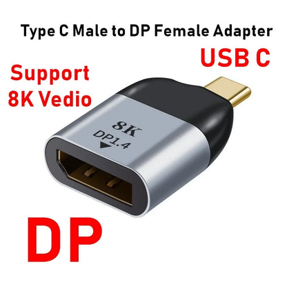 HDMI-compatible USB Type C Adapter to DP/VGA/Mini DP/RJ45 4K/8K 60Hz Vedio Transfer Converter for Laptop Phone Macbook Pro Air