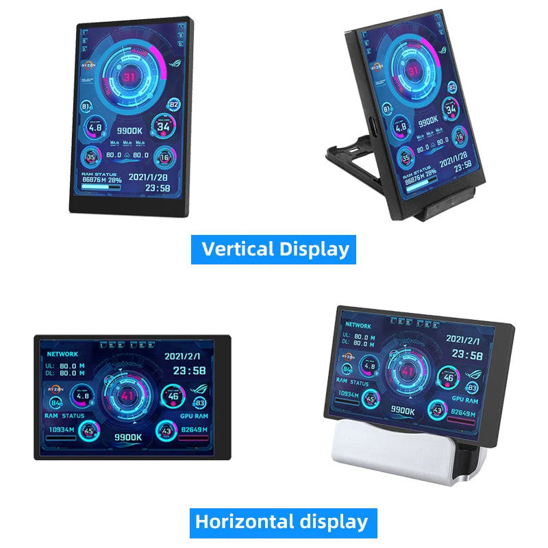 3.5 Inch Type-C Secondary Screen for Computer CPU RAM GPU HDD Monitor 320*480 IPS LCD ISB Display TURZX Software NO AIDA64