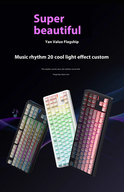 Riccks RS8 V2 Wireless Gaming Mechanical Keyboard Bluetooth 2.4G Wired 8000mAh RGB Hotswap Support QMK-VIA Keyboard for pc Gamer