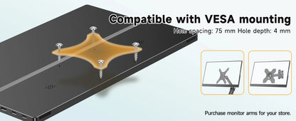 UPERFECT 15.6 inch Portable Monitor Touchscreen 1080P 10-Point Touch Gaming Display With Protective Sleeve VESA For Laptop Phone