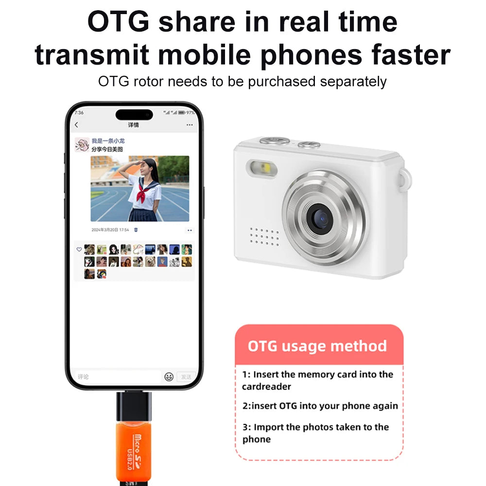 0.96''Mini 1080P Digtal Camera with Small Screen Bodycam Compact Portable Retro Kids Camcorder Video Recorder Support TF Card