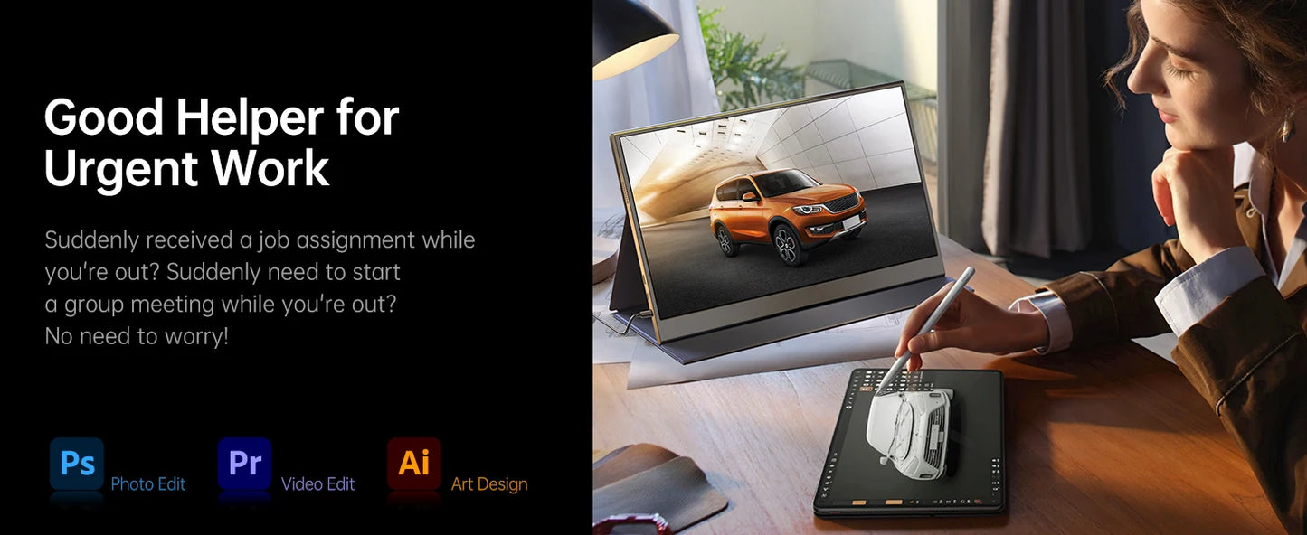 UPERFECT 15.6 inch Portable Monitor Touchscreen 1080P 10-Point Touch Gaming Display With Protective Sleeve VESA For Laptop Phone