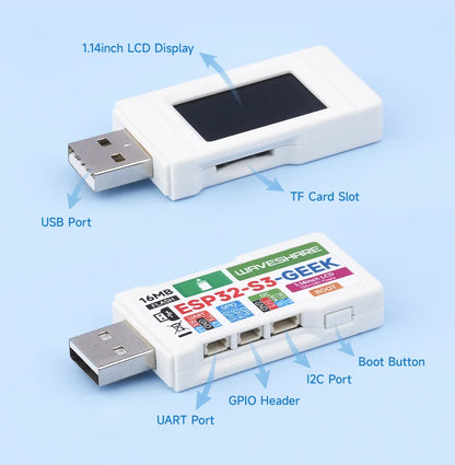 Waveshare ESP32-S3-GEEK Development Board Based On ESP32-S3R2 Controller Chip With 1.14inch 65K Color LCD Supports WiFi & Blueto