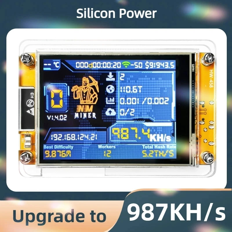 Bitcoin Solo Lottery NMMiner Hashrate 412KH/s Lucky Miner for computer nerd 2.8 inch Smart Display Crypto ESP32-2432S028R DROOM