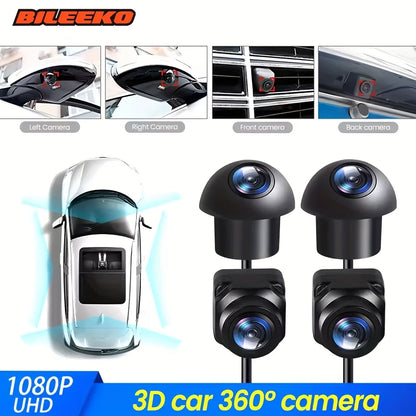 Car Camera, 360° Surround Bird View, Four Way Left/Right/Front/Rear View, AHD 1080P/720P, Universally Applicable