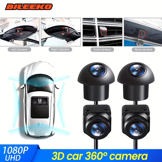 Car Camera, 360° Surround Bird View, Four Way Left/Right/Front/Rear View, AHD 1080P/720P, Universally Applicable
