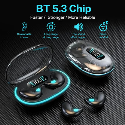 BT 5.3 Stereo Headphones Touch Control Invisible Sleep Earphones IPX5 Waterproof Sense-Free Micro Sleep Earbuds for Better Sleep