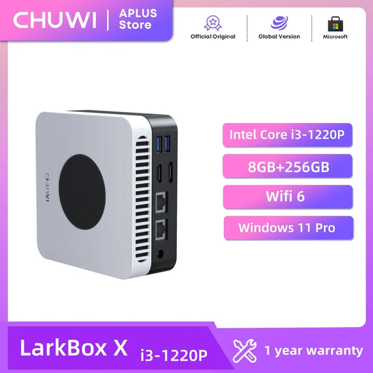 CHUWI LarkBox X Mini PC Intel Corei3-1220P 8GB RAM 256GB SSD Triple-Screen output Up to 4K Advanced Cooling System Wifi6 Mini PC