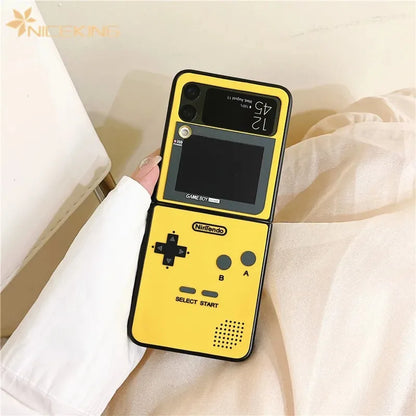 3D Antenna Game Boy Phone Case For Samsung Galaxy Z Flip 6 5 Luxury Hard Plastic Frame Silicone Cover For Samsung Z Flip 3 4 5G