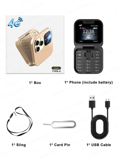 2025 NEW SERVO 4G LTE Cellular Folding Mobile Phone Dual SIM Card Speed Dial Magic Voice Call Recording Blacklist Flip Cellphone