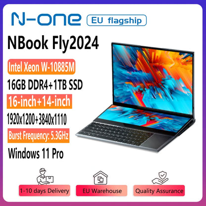 N-one NBook Fly 16+14 Inch Touch Screen Intel Xeon W-10885M Laptop 16GB+1TB SSD(Up to 5.3GHz) Gaming Computer Business Notebo