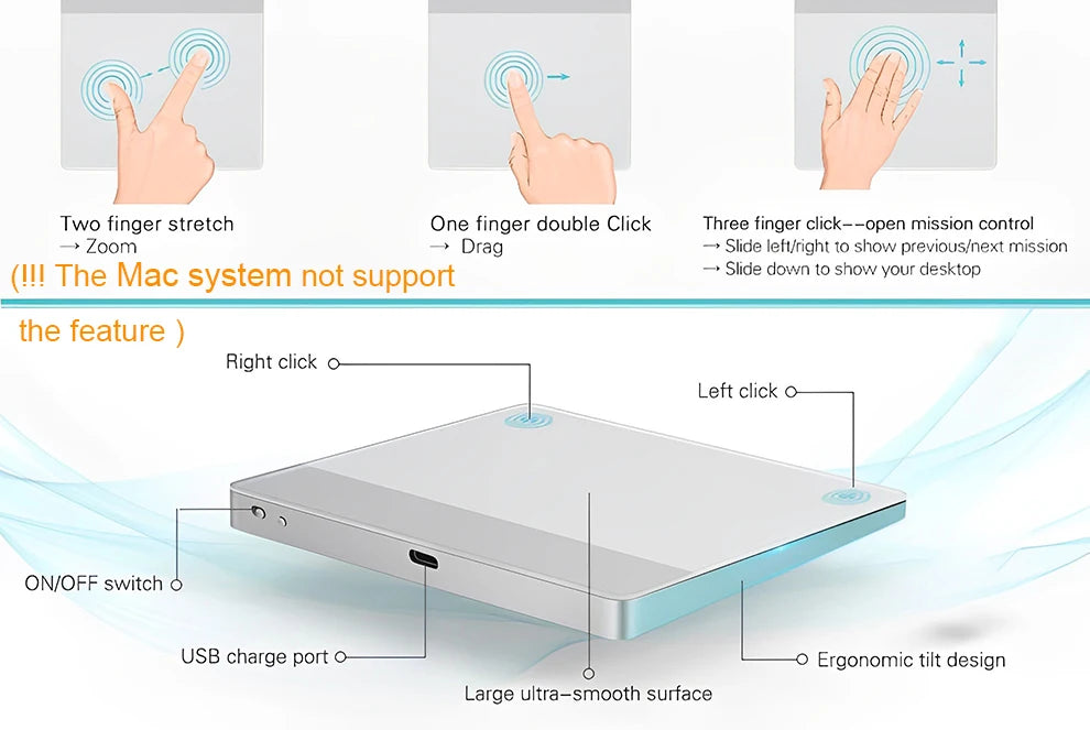 Wired Touchpad Trackpad Magic Trackpad External High Precision Trackpad with Multi-Touch Navigation for Windows Computer