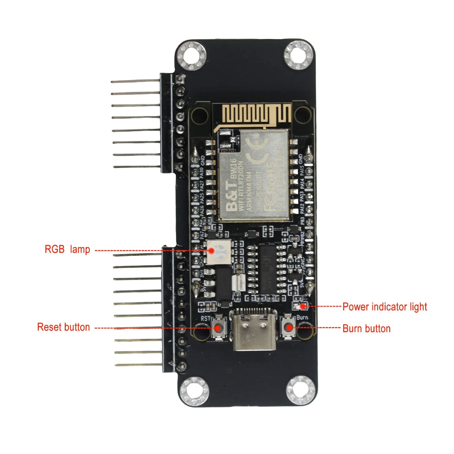 Flipper Zero 2.4G&5G Dual-Band WiFi Devboard, BW16 RTL8720DN Board, Wireless Expansion Board(Support Momentum Firmware Only)