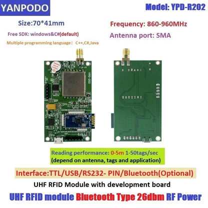 R200 Chip UHF RFID Reader Module - Long Read Range, Multi-Interface(Wifi/USB/RS232/TTL Uart) for Raspberry Pi/Arduino, Free SDK