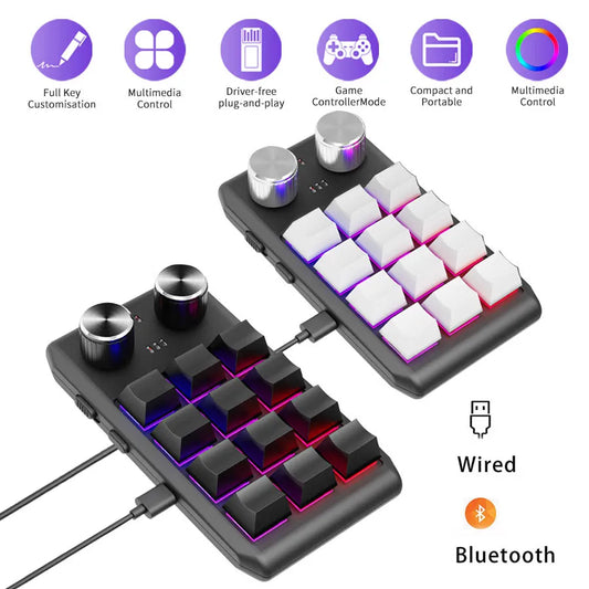 Bluetooth Programming Macro Custom Keyboard RGB 12 Keys 2 Knobs Copy Paste Photoshop Gaming Keypad Mechanical Hotswap Macropad