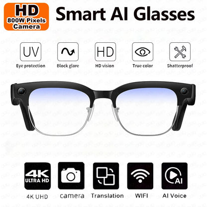 AI Smart Translation Smart Glasses 8 Million HD Camera Optical Image Stabilization Dual Microphone Noise Reduction Smart Glasses