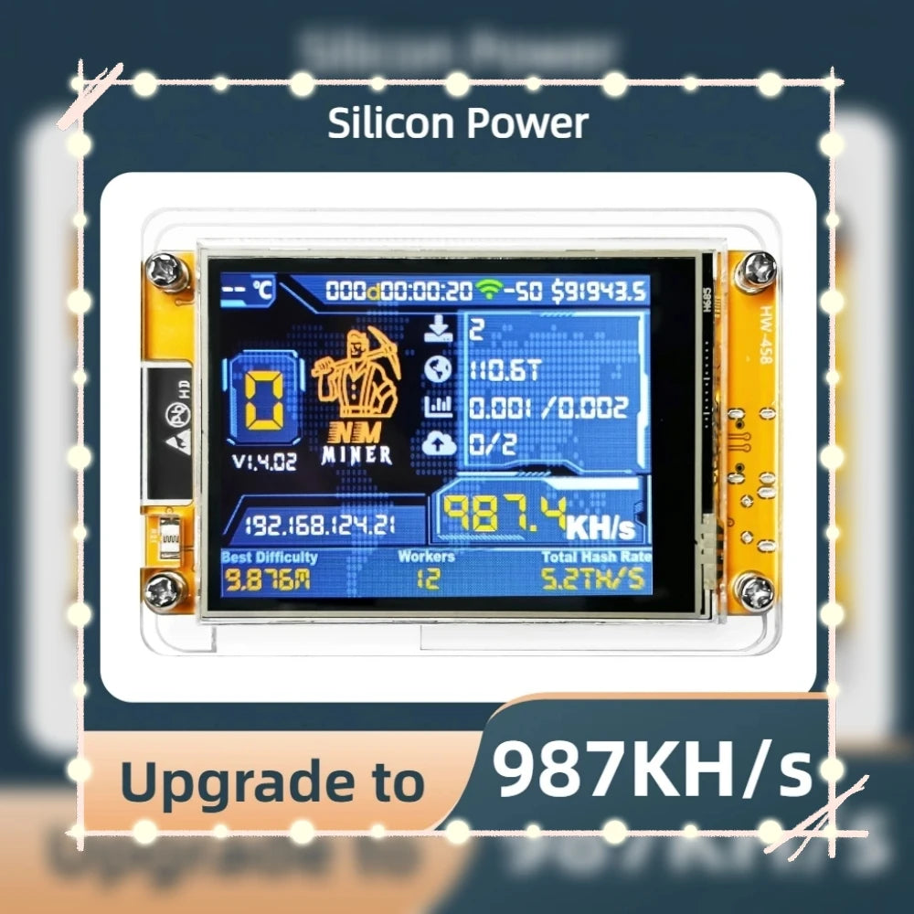 Bitcoin Solo Lottery NMMiner Hashrate 412KH/s Lucky Miner for computer nerd 2.8 inch Smart Display Crypto ESP32-2432S028R DROOM