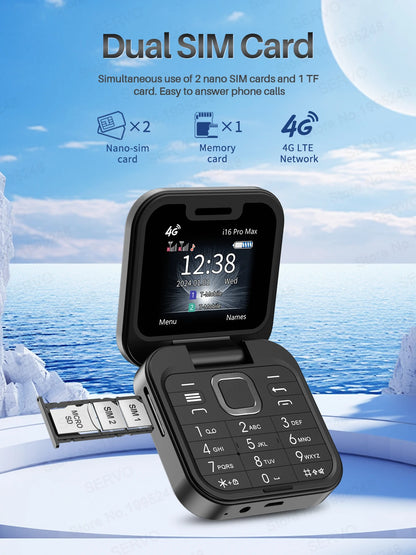 2025 NEW SERVO 4G LTE Cellular Folding Mobile Phone Dual SIM Card Speed Dial Magic Voice Call Recording Blacklist Flip Cellphone