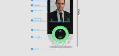 5.5-inch Aluminum Alloy Biometric Face Palm QR RFID Access Control Terminal with Video Intercom Cloud PC Software TCP/IP USB