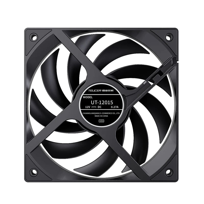 TEUCER UT-12015 PC Fan 120x120x15mm Slim FDB Bearing Case Fan with PWM Sharing Technology (PST), Quiet Motor, 800–2400 RPM
