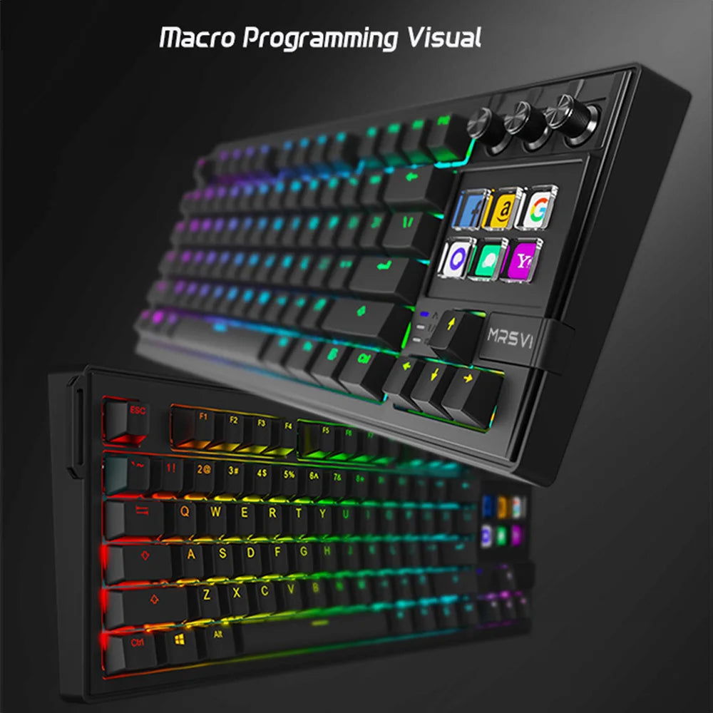 MRSVI K1 PRO Visual LCD AI Keyboard 80% Gaming Mechanical Keyboard Macro Red Axis Wired Detachable Cable RGB Backlight Hot Swap