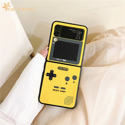 3D Antenna Game Boy Phone Case For Samsung Galaxy Z Flip 6 5 Luxury Hard Plastic Frame Silicone Cover For Samsung Z Flip 3 4 5G