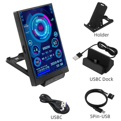 3.5 Inch Type-C Secondary Screen for Computer CPU RAM GPU HDD Monitor 320*480 IPS LCD ISB Display TURZX Software NO AIDA64