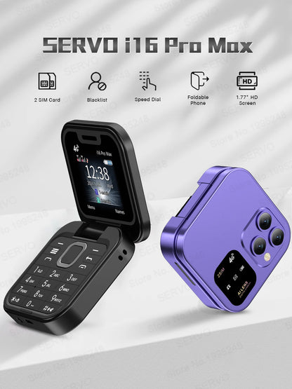2025 NEW SERVO 4G LTE Cellular Folding Mobile Phone Dual SIM Card Speed Dial Magic Voice Call Recording Blacklist Flip Cellphone