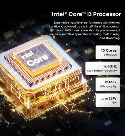 CHUWI LarkBox X Mini PC Intel Corei3-1220P 8GB RAM 256GB SSD Triple-Screen output Up to 4K Advanced Cooling System Wifi6 Mini PC
