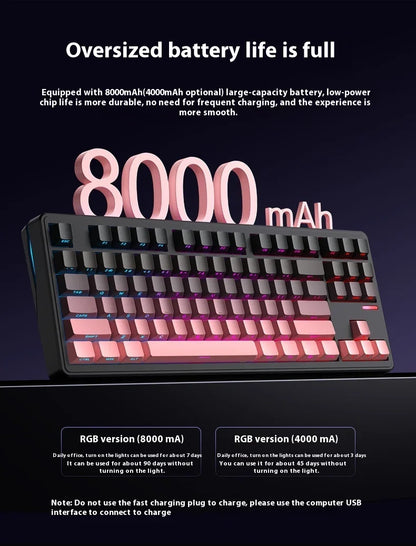 Riccks RS8 V2 Wireless Gaming Mechanical Keyboard Bluetooth 2.4G Wired 8000mAh RGB Hotswap Support QMK-VIA Keyboard for pc Gamer