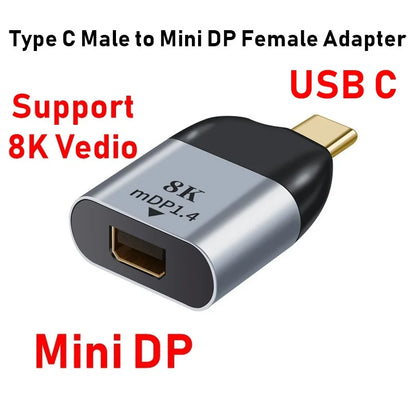 HDMI-compatible USB Type C Adapter to DP/VGA/Mini DP/RJ45 4K/8K 60Hz Vedio Transfer Converter for Laptop Phone Macbook Pro Air
