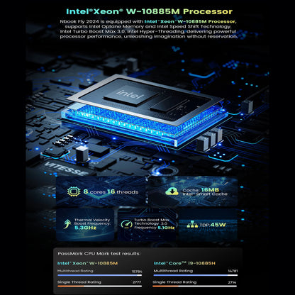 N-one NBook Fly 16+14 Inch Touch Screen Intel Xeon W-10885M Laptop 16GB+1TB SSD(Up to 5.3GHz) Gaming Computer Business Notebo
